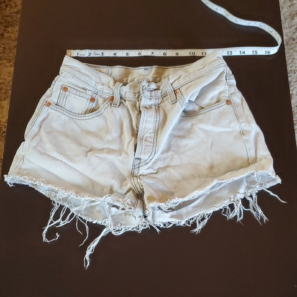 Levi's Light Gray Frayed Jean Shorts
